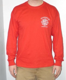 Gildan Ultra Cotton 100% Cotton Long Sleeve T-Shirt w/left chest logo - (Color: Red)