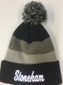 DT627 District Removable Pom Pom Knit Hat w/Embroidered Logo - (Stoneham embroidered on cuff)